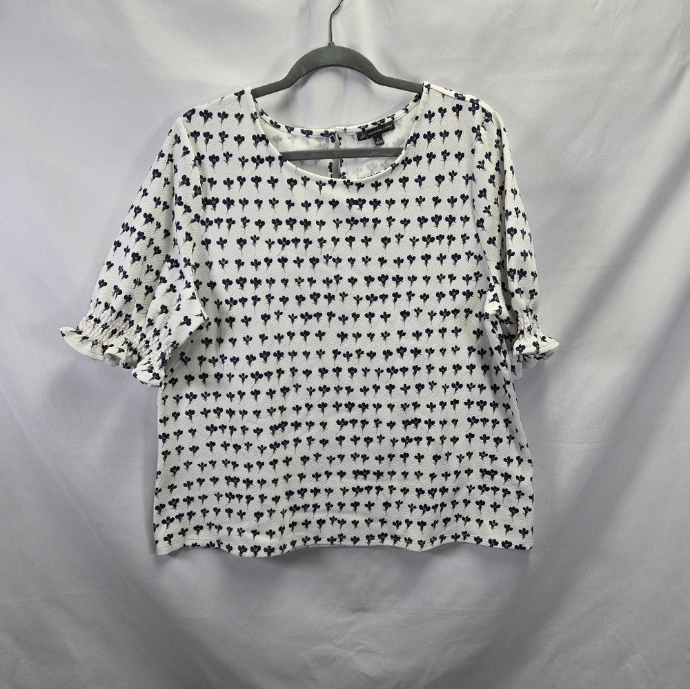 Adrianna Papell Womens Blouse XL Floral Lightweight Flowy Cottagecore